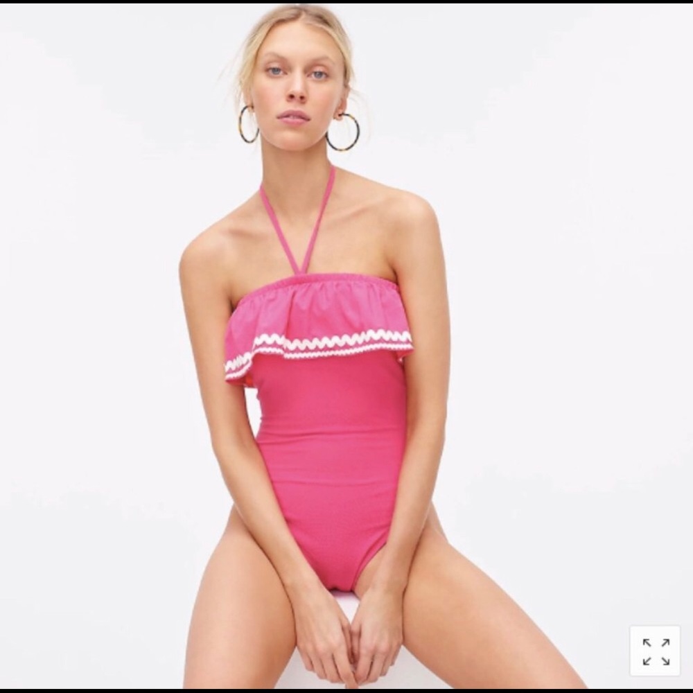 Women’s J. Crew Ruffle Bandeau Tank One Piece Pink
